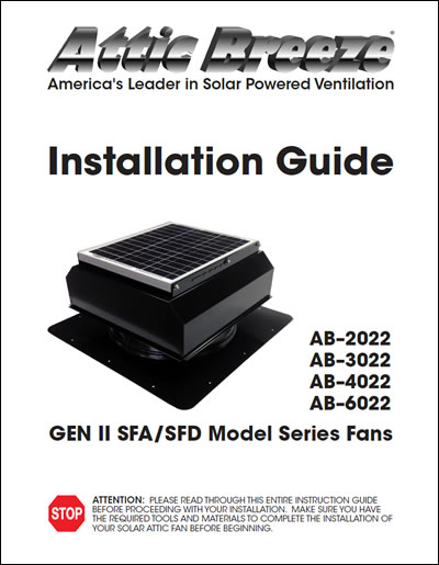 Attic Breeze Generation II SFA/SFD model series installation guide - English