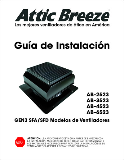 Attic Breeze Generation III SFA/SFD model series installation guide - Spanish