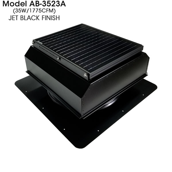 AB-3022A solar attic fan in black finish.