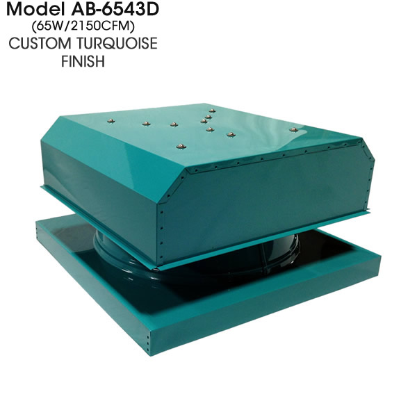 AB-6543D solar attic fan in custom turquoise finish